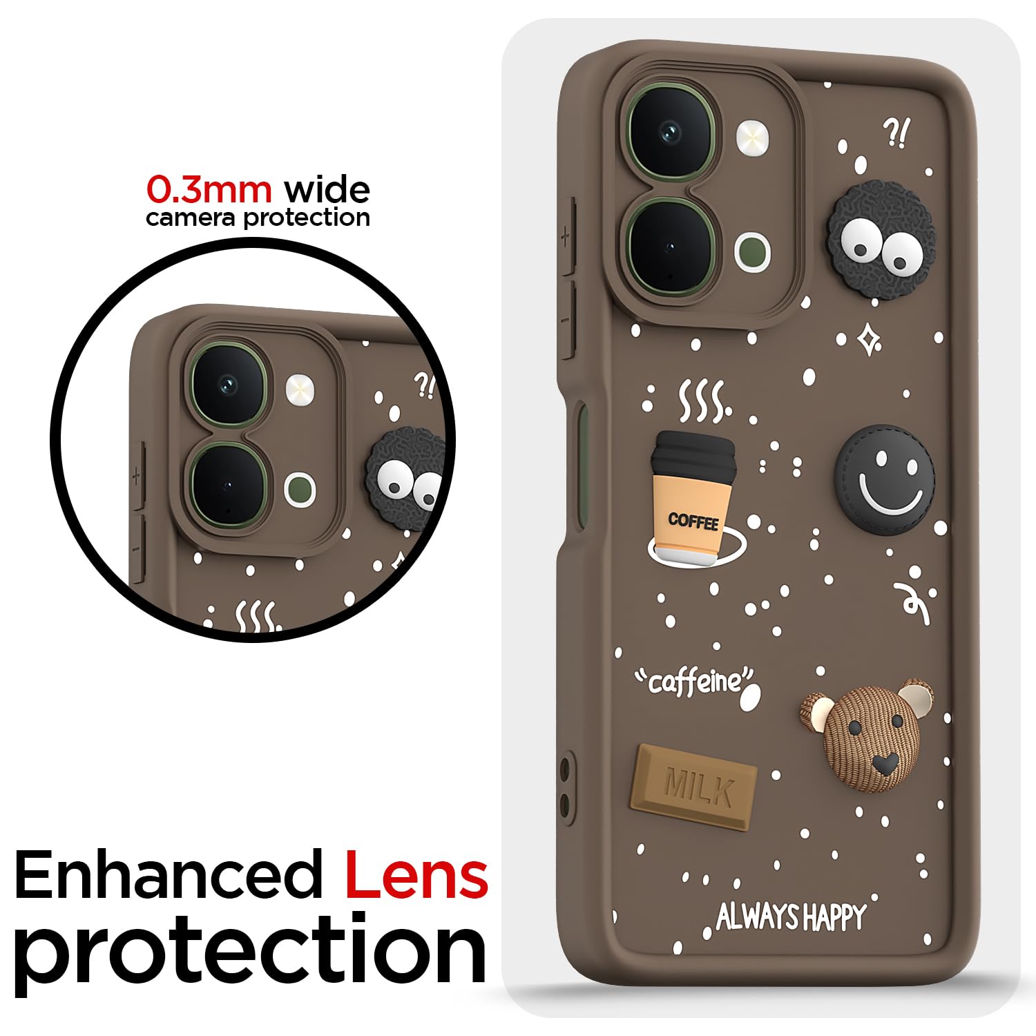 Pikkme brown mobile back cover for Vivo T5x/Y51 Pro/iQOO Z11x 5G/3D – photo 5