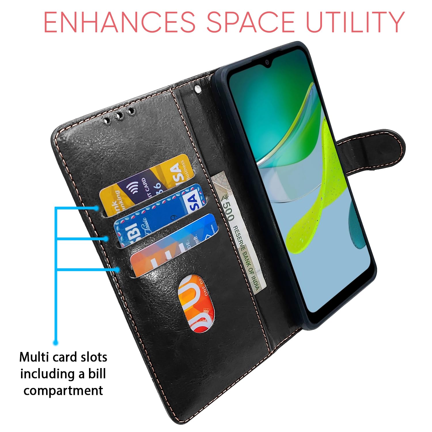 Pikkme black & brown Magnetic mobile flip cover for Moto E13 – photo 3
