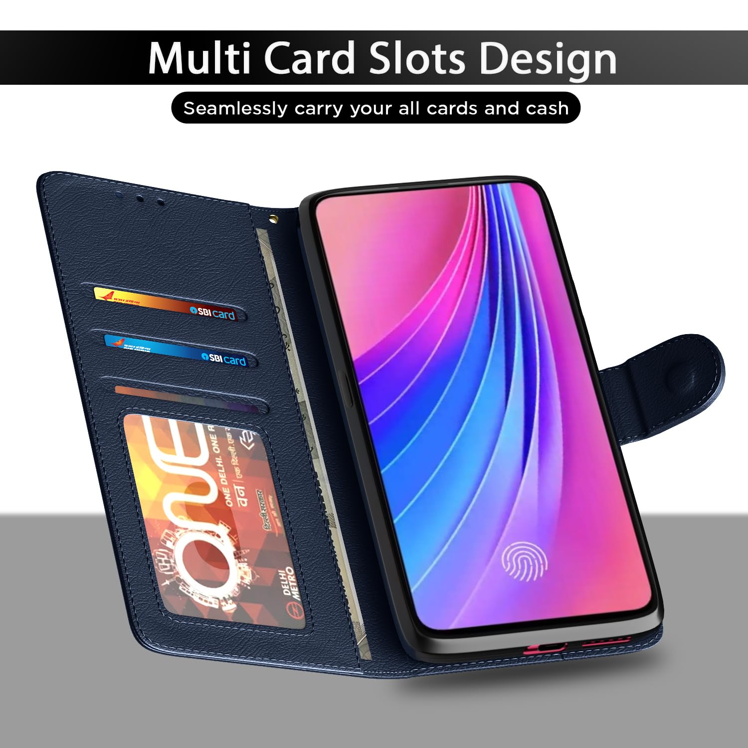 Vivo V15 Pro wallet flip cover in blue by Pikkme – photo 5