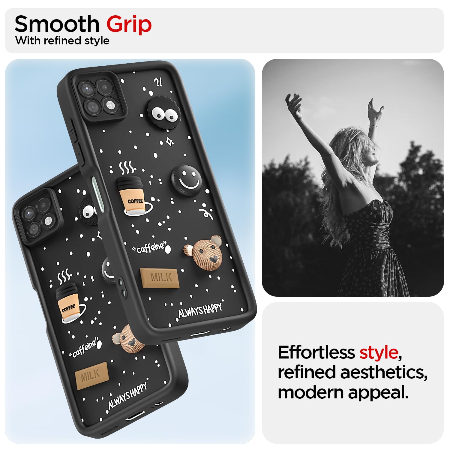 Samsung A22 5G/3D Silicone mobile cover in black by Pikkme – photo 2
