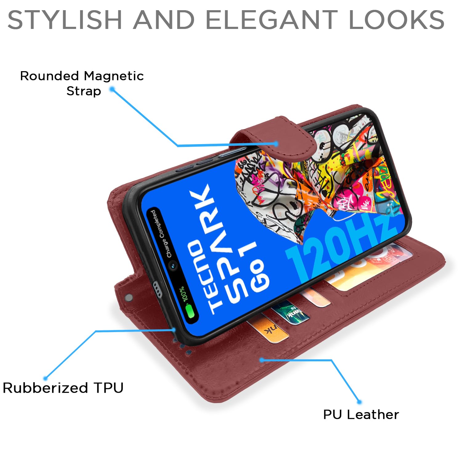 Pikkme Tecno Spark Go 1 Wallet brown flip case – photo 5