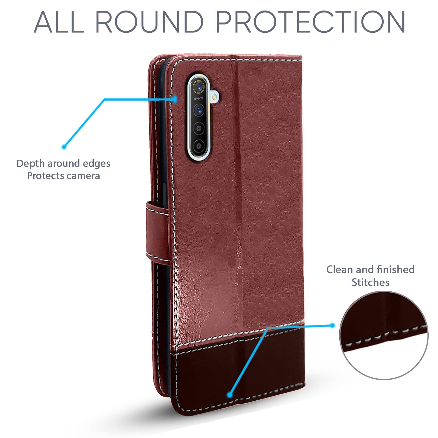 Brown & coffee Magnetic wallet flip cover for Realme XT/X2 – Pikkme – photo 2