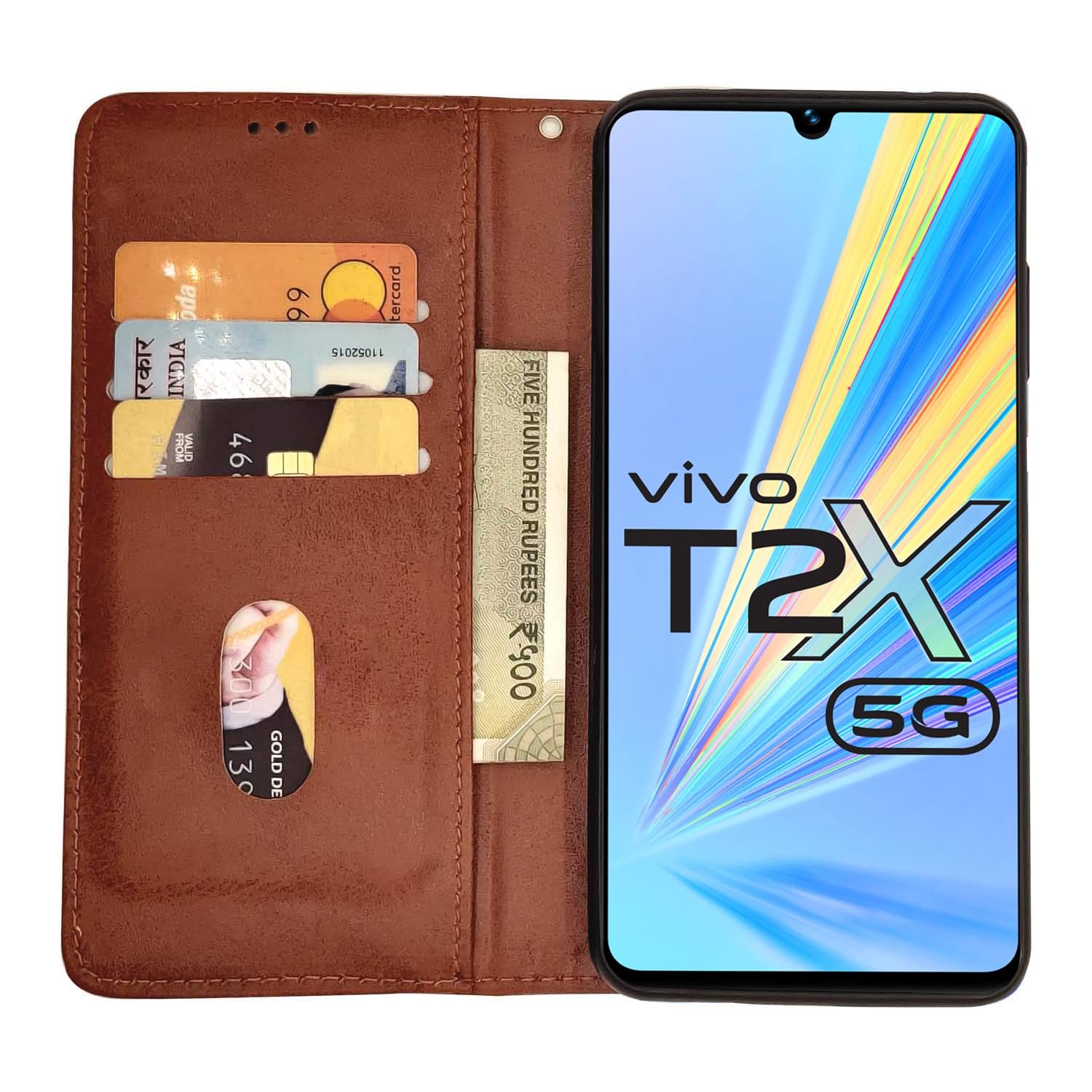 Pikkme brown Magnetic flip cover for Vivo T2X/Y16/Y56 5G – photo 3