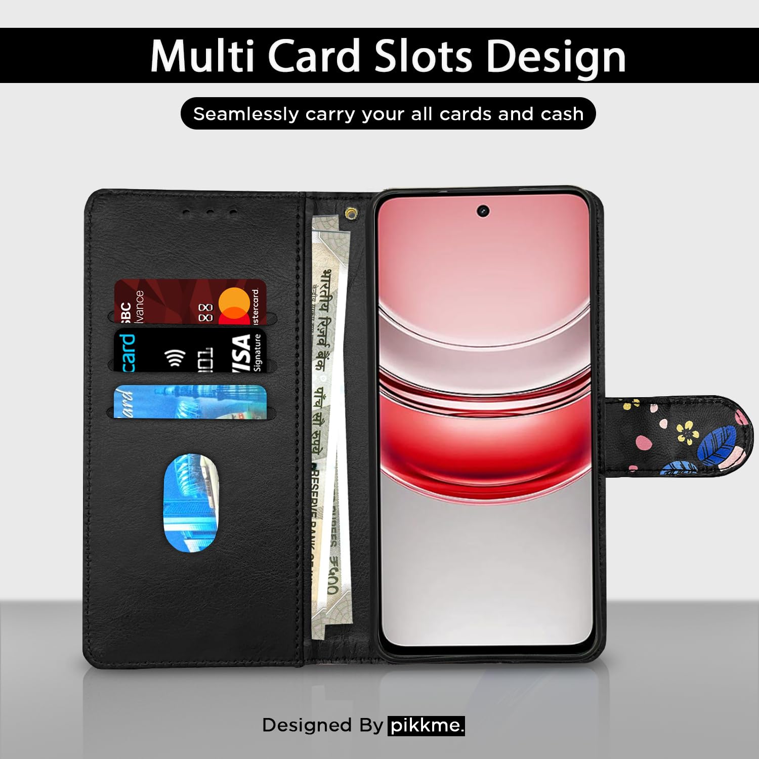 Realme Narzo 80x/P3x/14X 5G mobile flip cover in black flower by Pikkme – photo 2