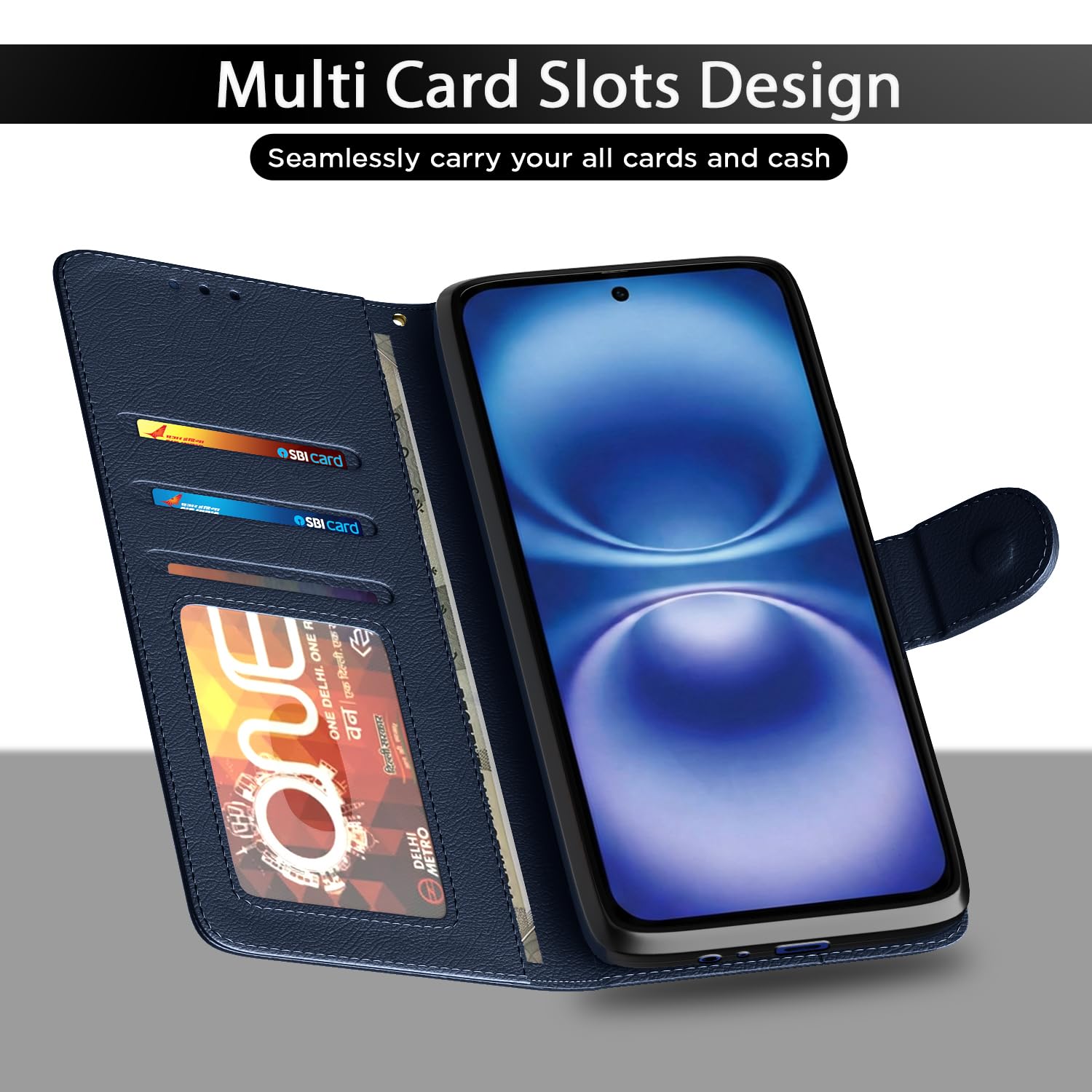 Infinix Smart 20 Wallet wallet flip cover in blue by Pikkme – photo 5