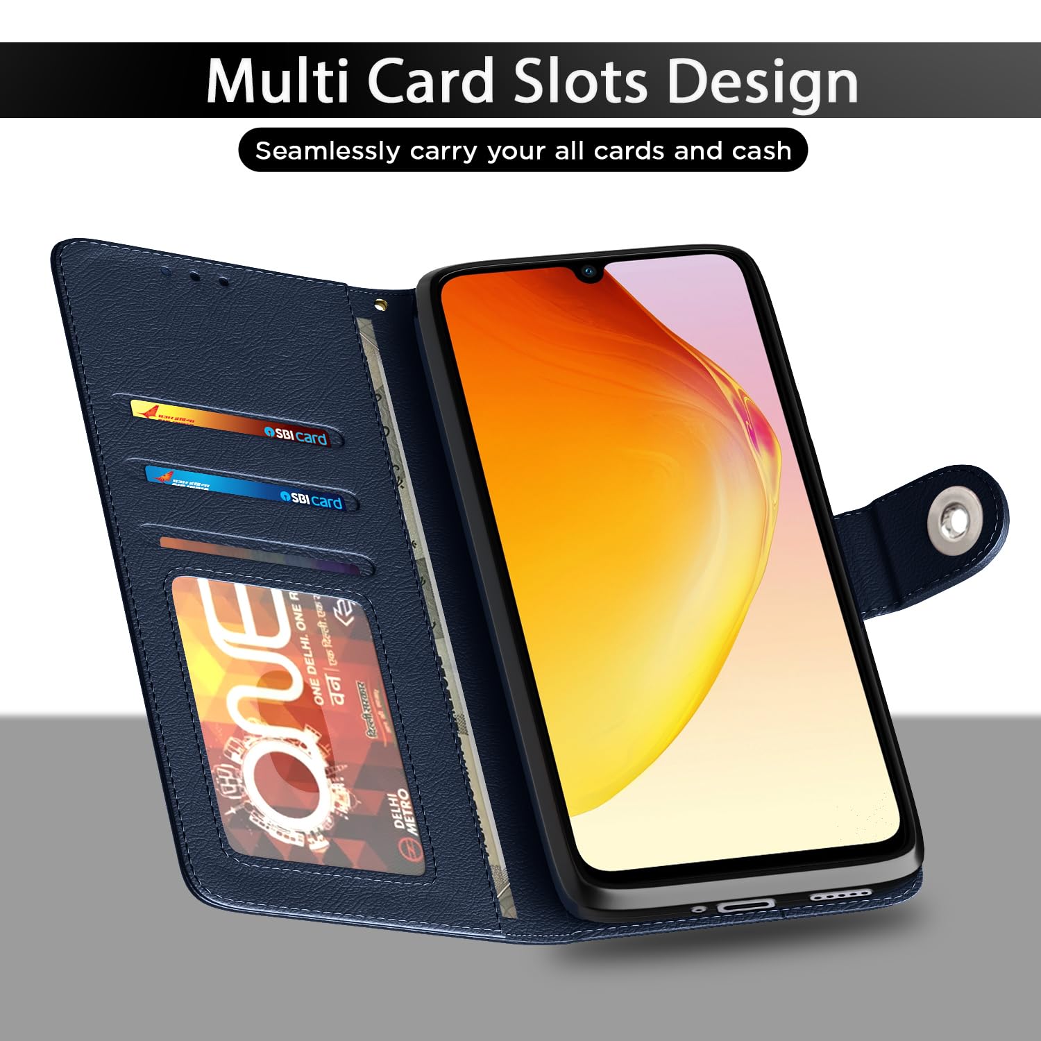 Pikkme blue Button flip cover for Vivo V25 5G – photo 5