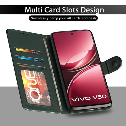 Pikkme Vivo V50 5G / V50e 5G Vintage Flip Cover (Green)