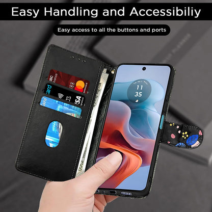 Pikkme Moto G24 Power black flower wallet flip cover – photo 4