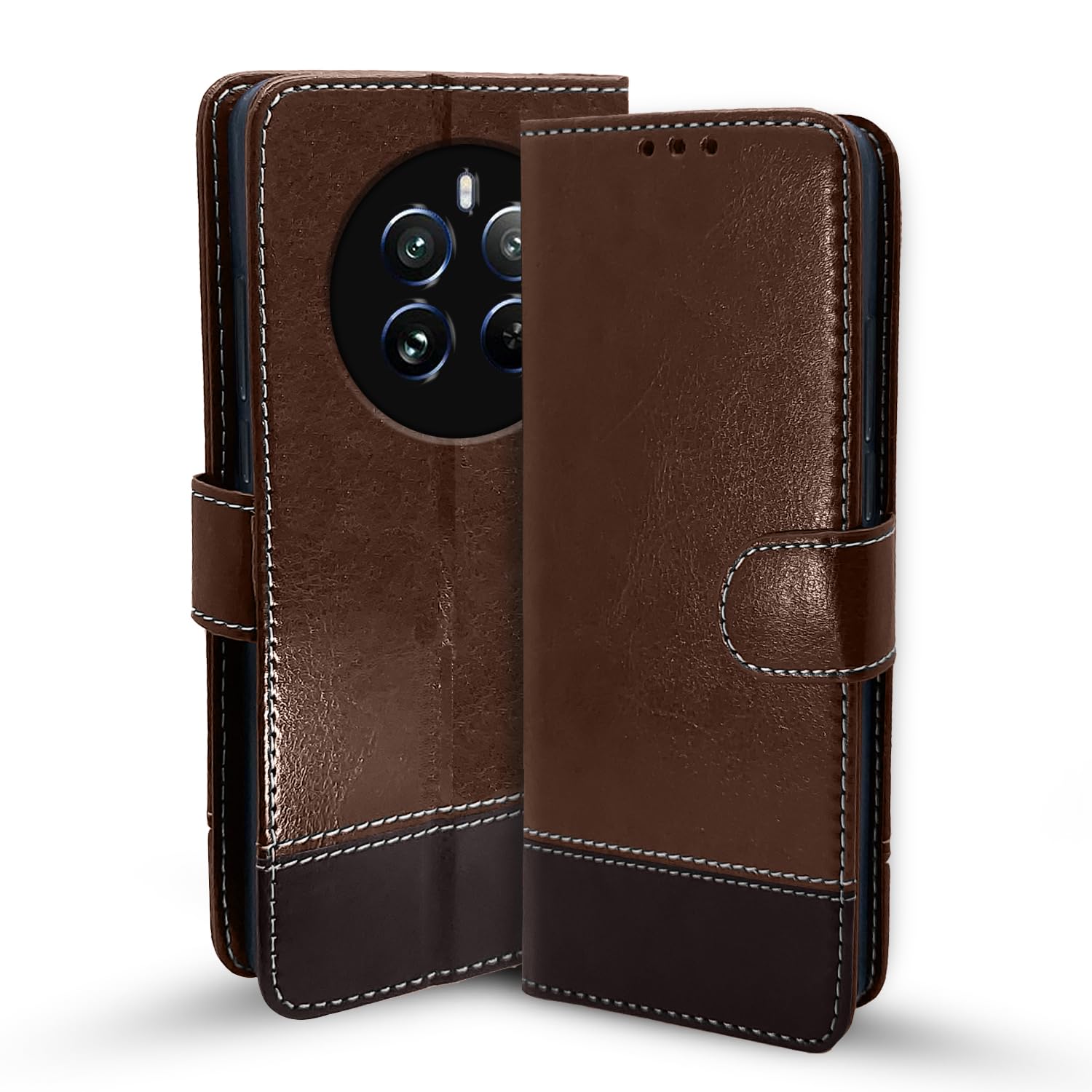 Pikkme Realme 12 Pro/12 Pro Plus 5G Magnetic brown & coffee flip case