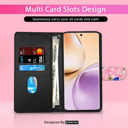 Pikkme Realme 14 Pro 5G Wallet pink flower flip cover – photo 2