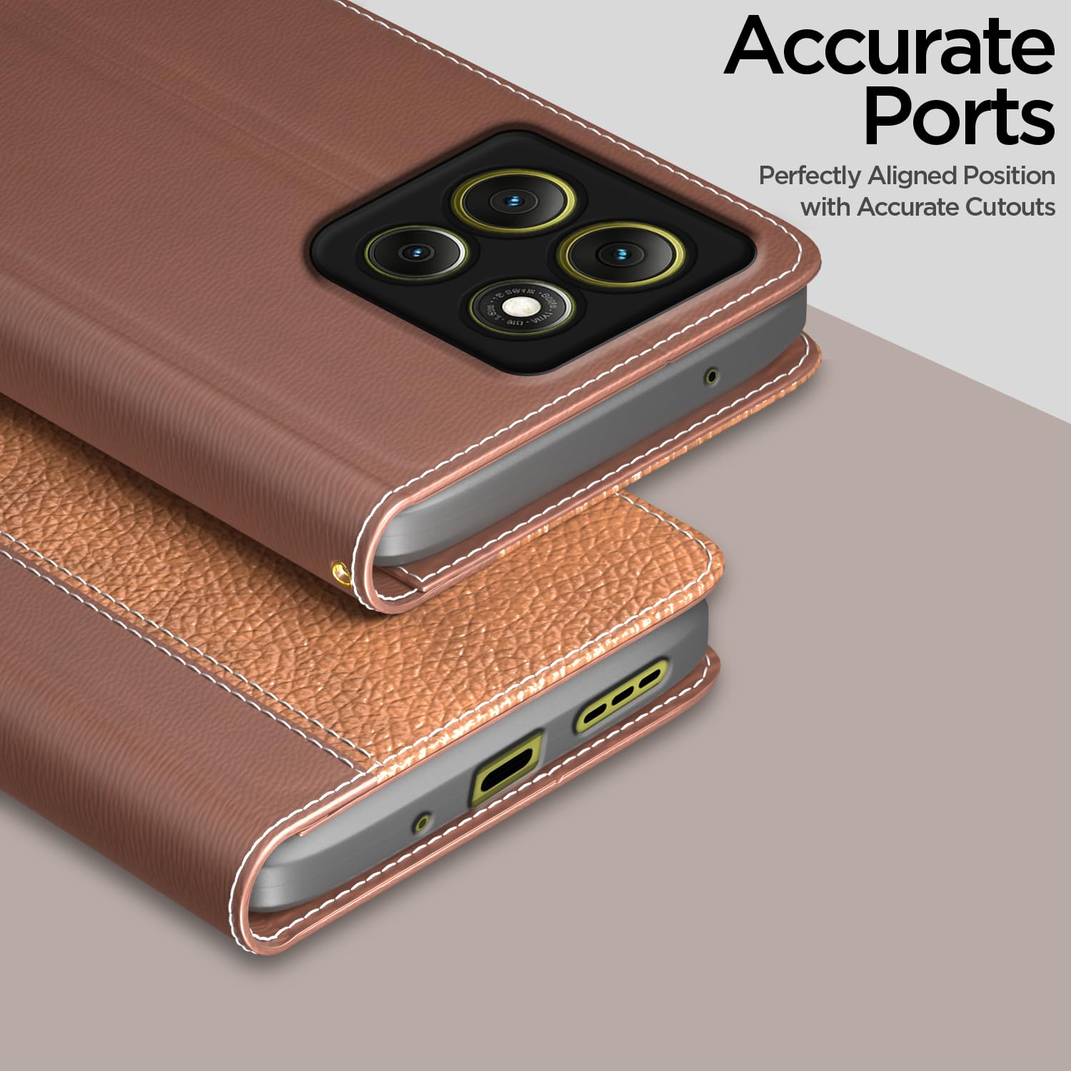 Moto G86 Power 5G Wallet flip case in tan by Pikkme – photo 2
