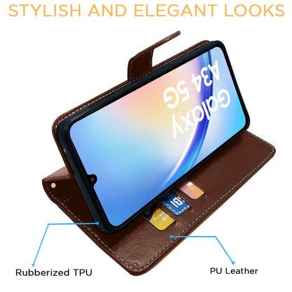 Pikkme brown & coffee Magnetic wallet flip cover for Samsung A34 5G – photo 5