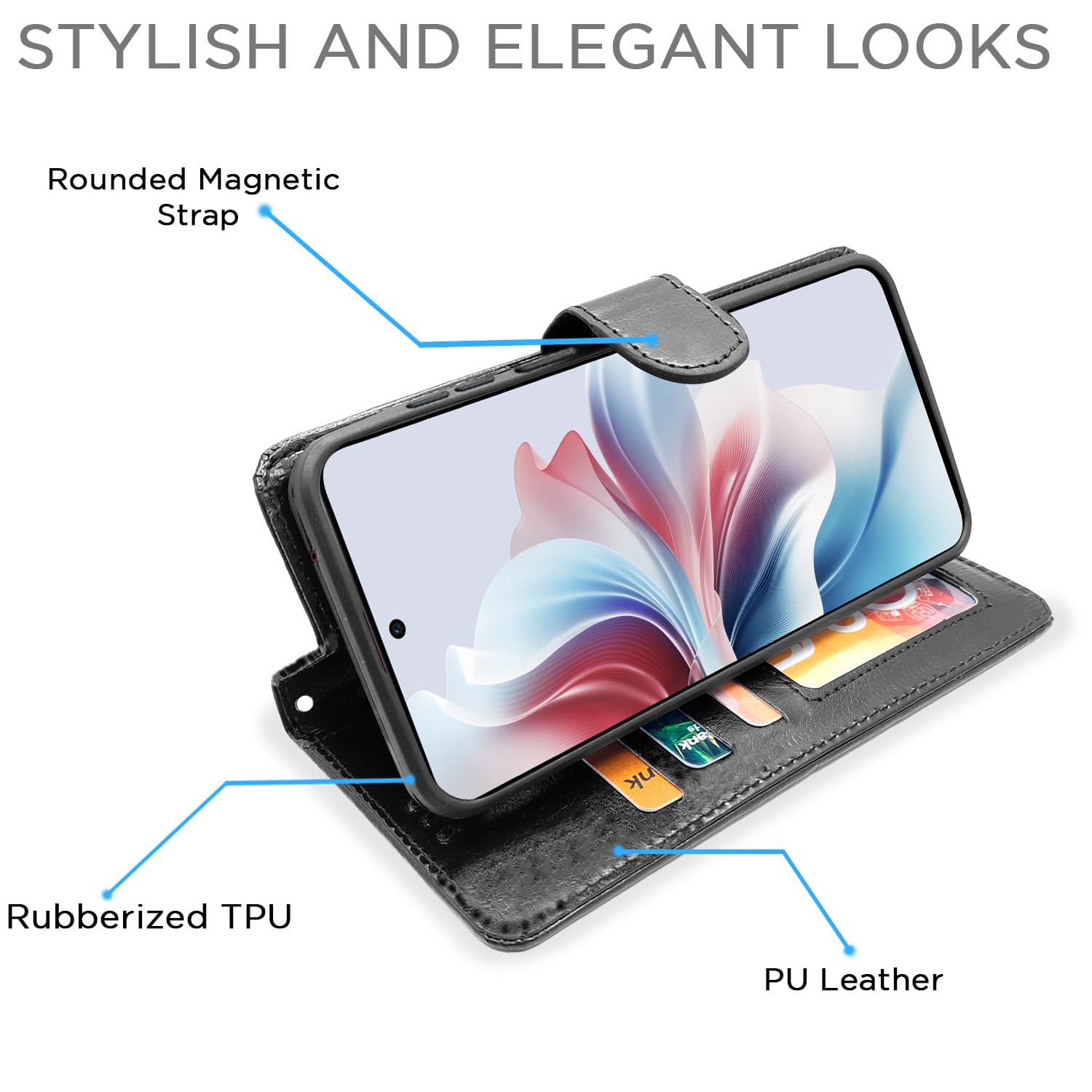 Pikkme black wallet flip cover for OPPO F25 Pro 5G – photo 3