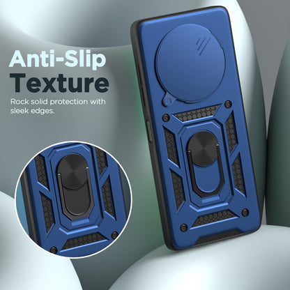 Pikkme Oppo F27 5G Sliding Camera Shield & Stand D10 Tough Armor Back Cover (Blue)