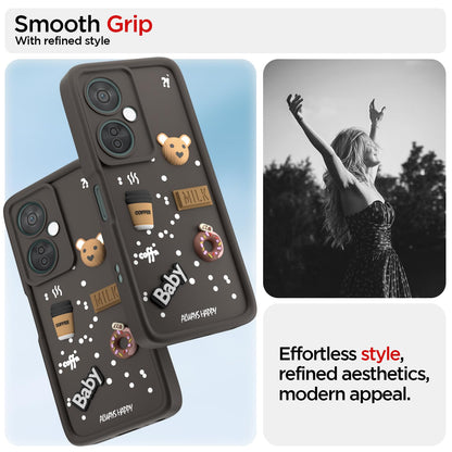 Pikkme OnePlus Nord CE 3 Lite 5G / OnePlus Nord N30 5G  Cute Fun Cartoon 3D Bear Coffee Back Cover (Brown)