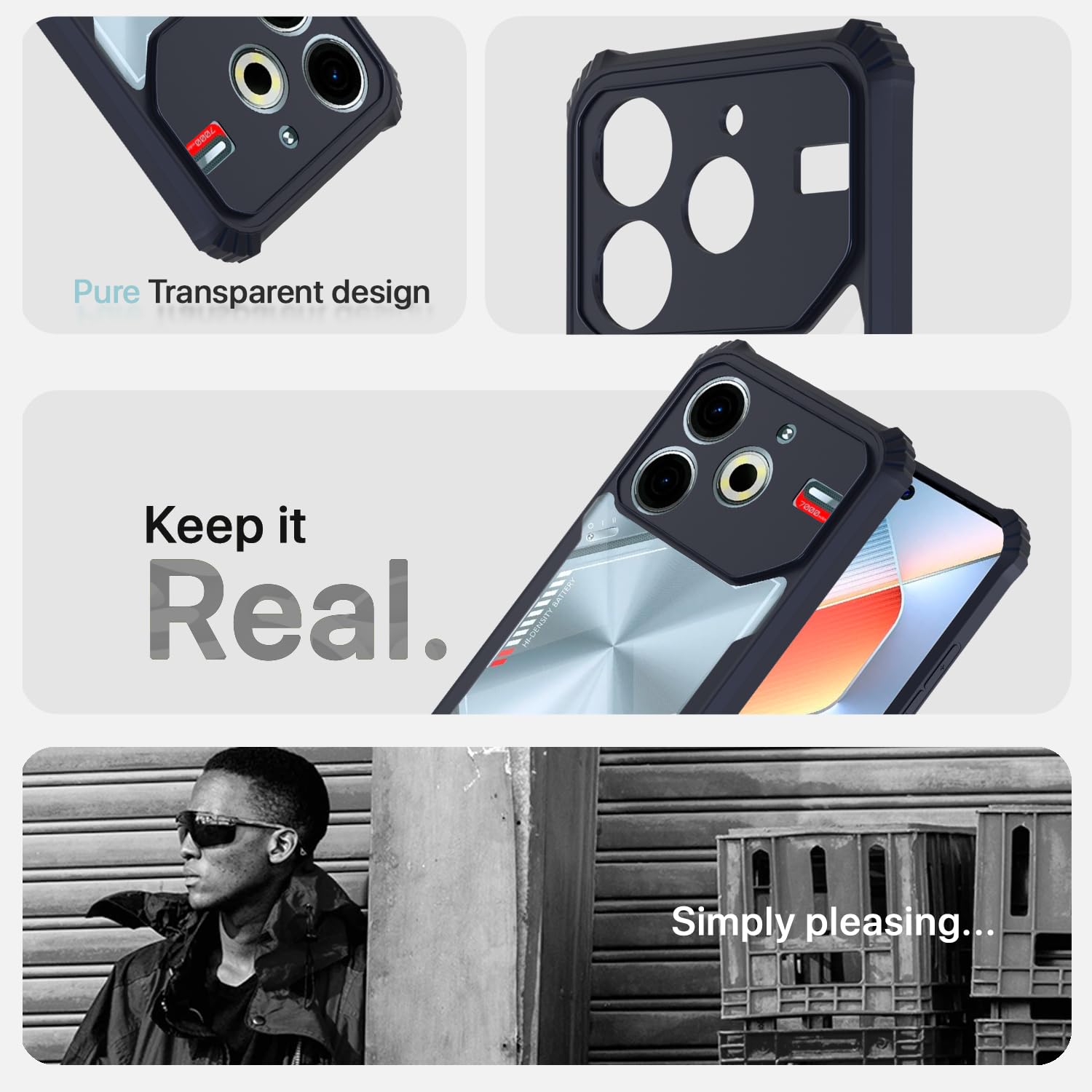 Tecno Pova 6 Neo Clear mobile back cover in blue by Pikkme – photo 4