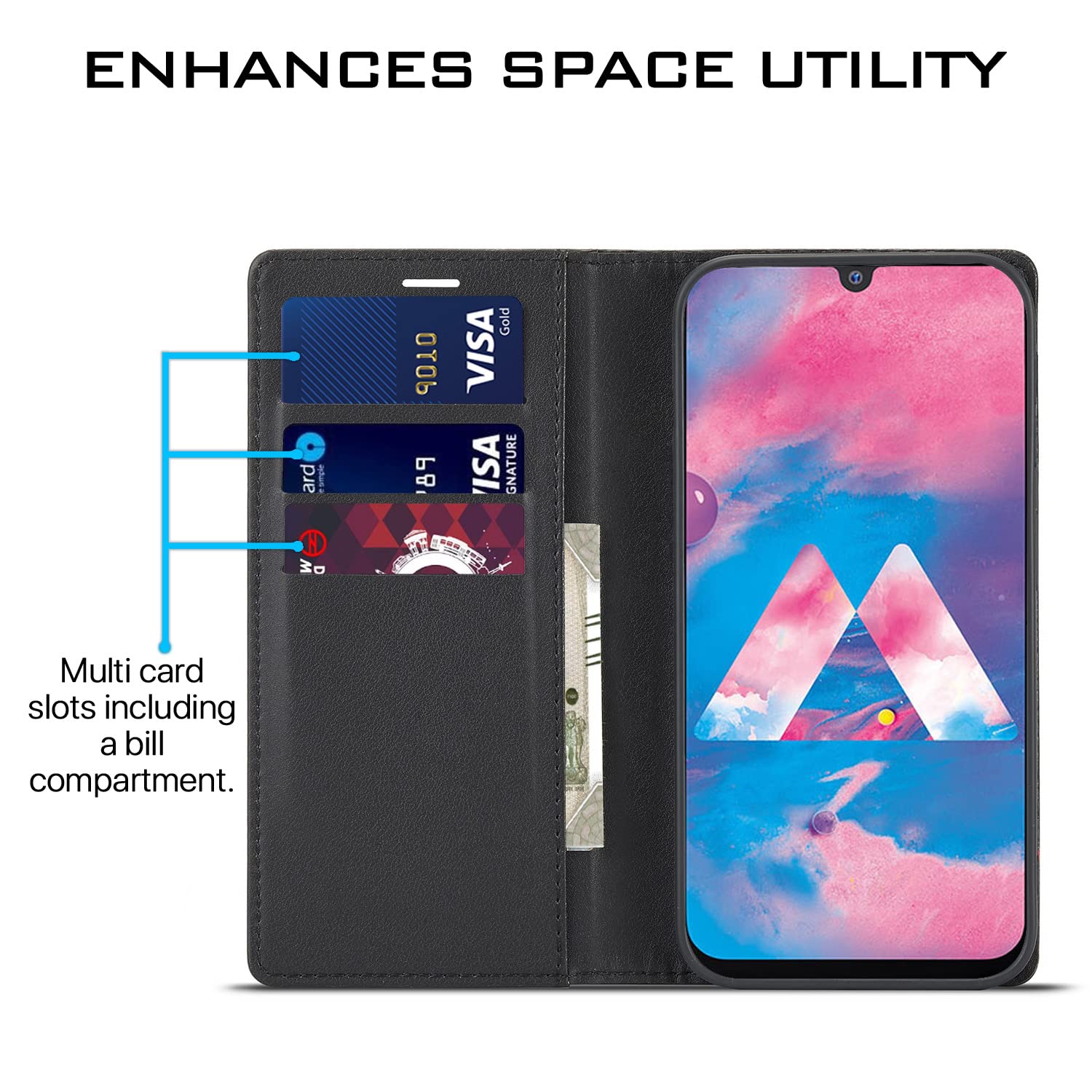 Black Wallet flip case for Samsung M30 – Pikkme – photo 3