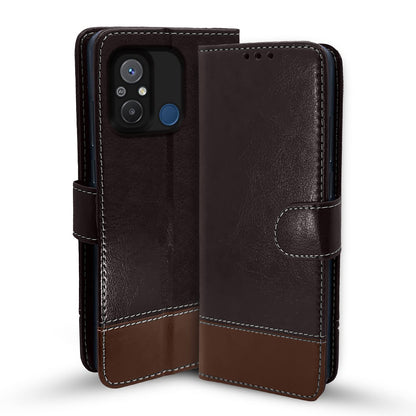 Redmi 12C/Poco C55 Magnetic wallet flip cover in coffee & brown by Pikkme