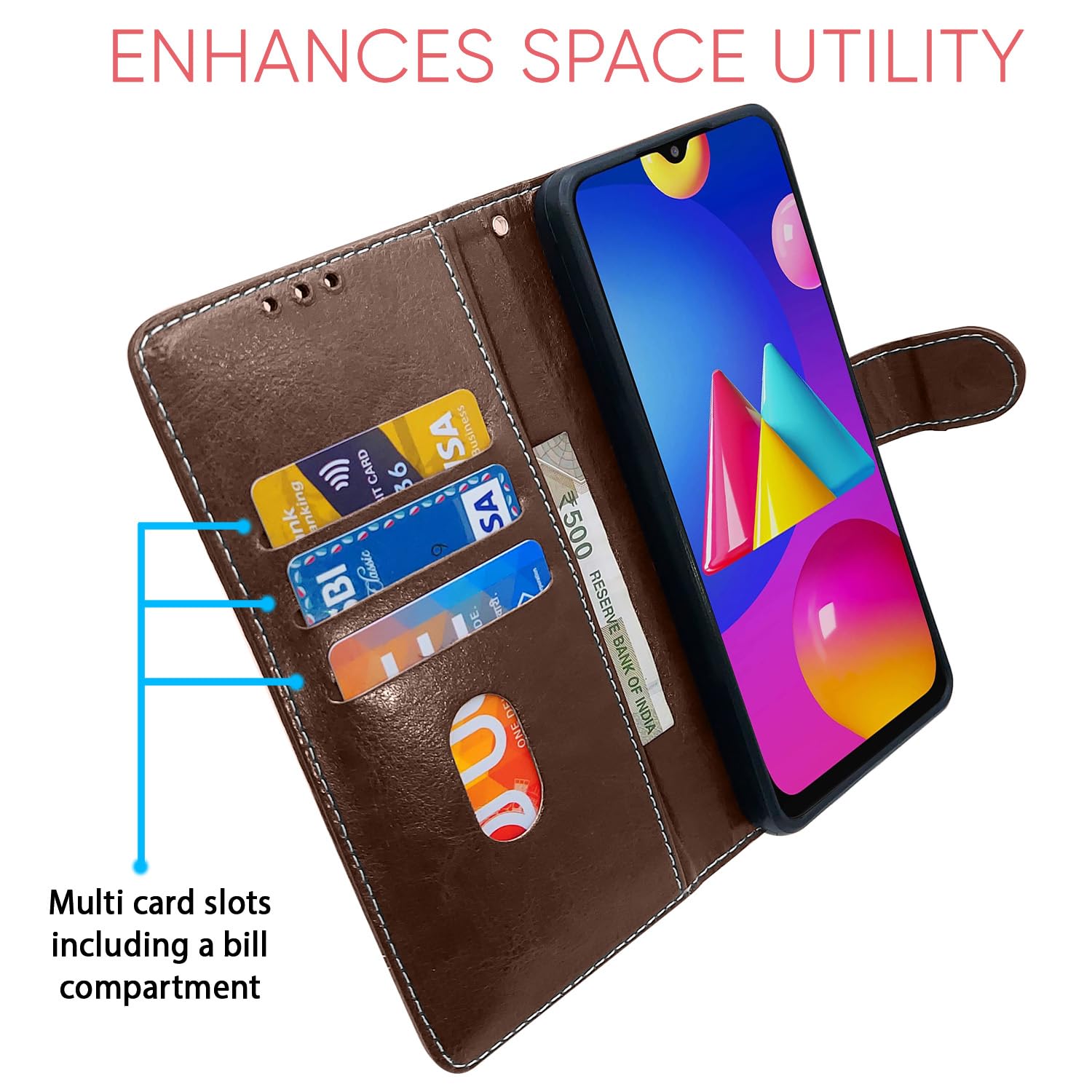 Pikkme Samsung M02s/F02s/A02s Magnetic brown & coffee mobile flip cover – photo 4