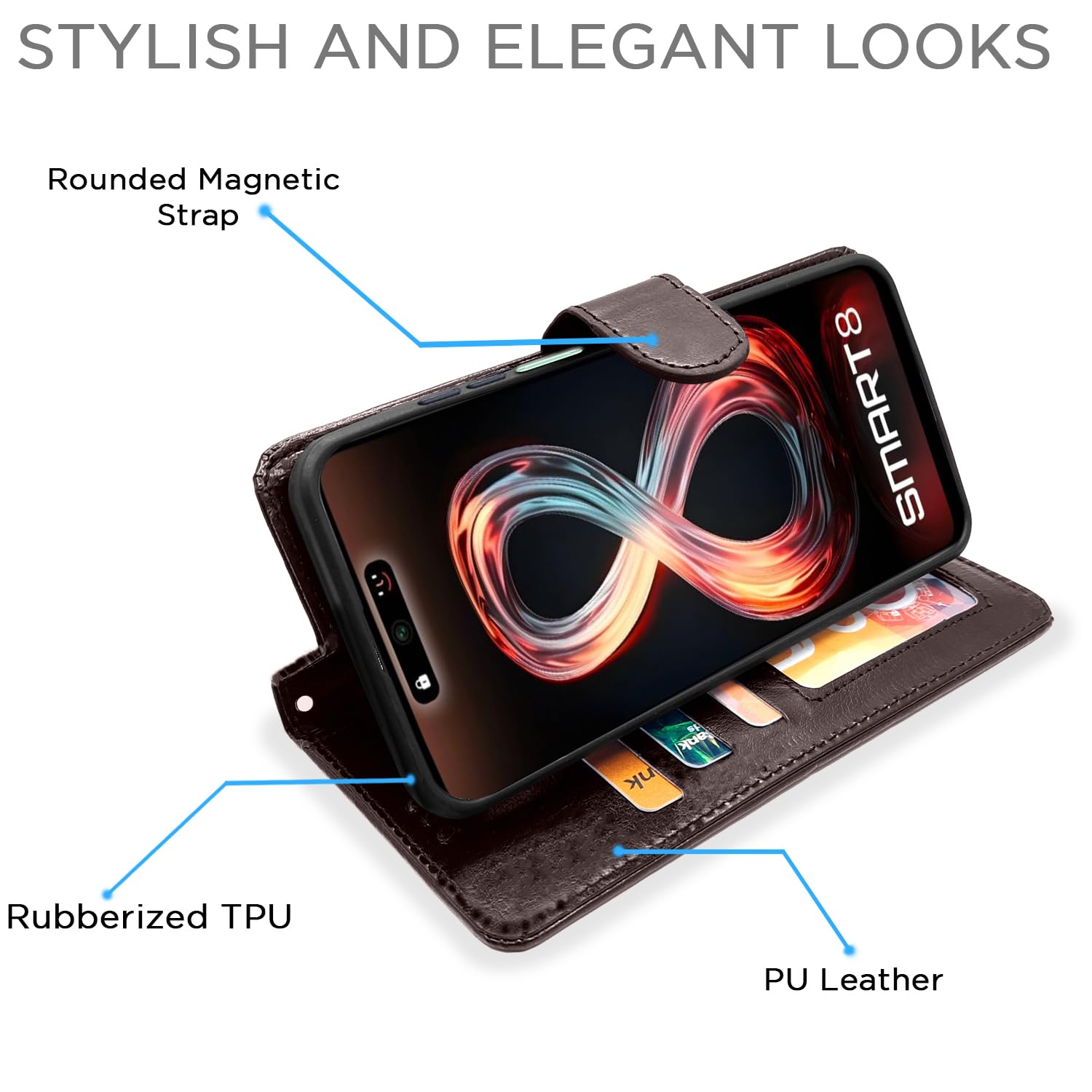 Coffee Wallet flip cover for Infinix Smart 8 – Pikkme – photo 3