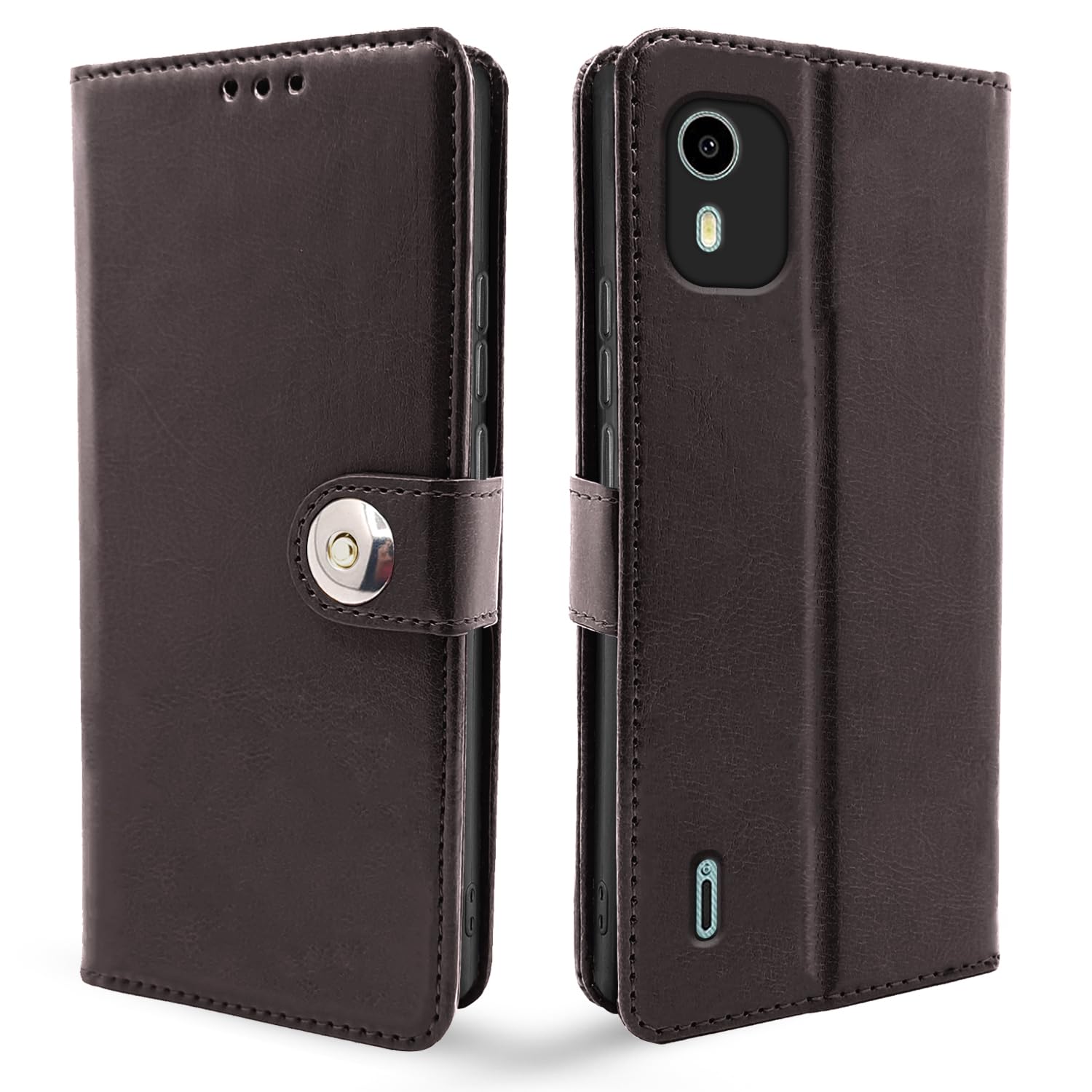 Nokia C12/C12 Pro wallet flip cover in coffee by Pikkme