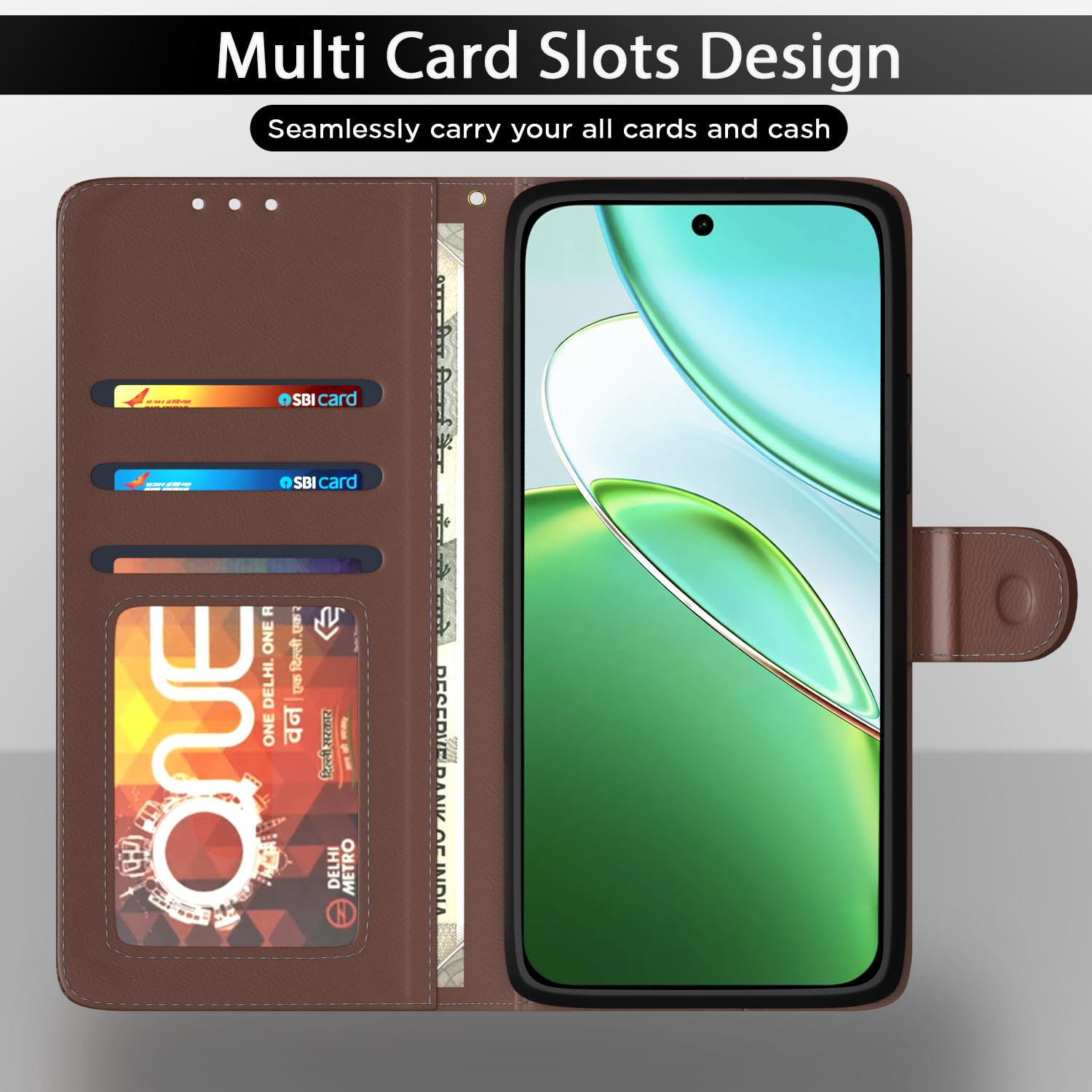 Pikkme Vivo T5x/Y51 Pro/iQOO Z11x 5G tan wallet flip cover – photo 5