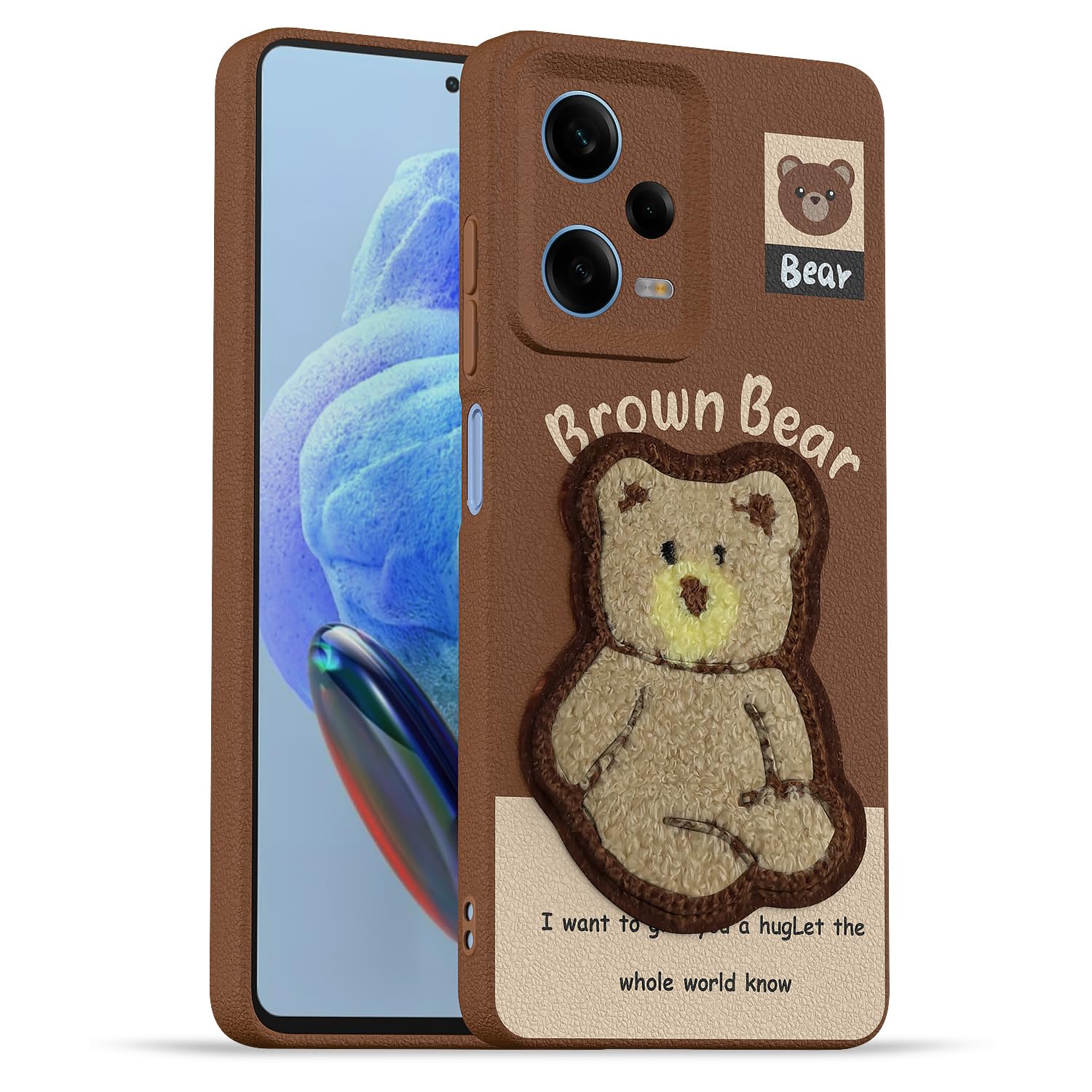 Pikkme Redmi Note 12 Pro 5G Plush Patch brown back cover