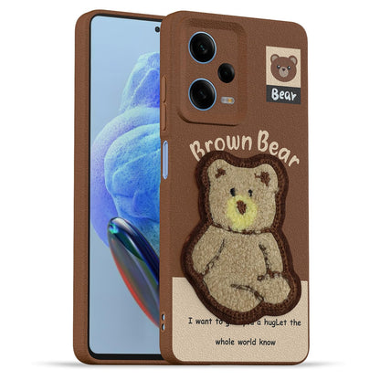 Pikkme Redmi Note 12 Pro 5G Plush Patch brown back cover