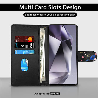 Pikkme black flower flip cover for Samsung S24 Ultra 5G – photo 2