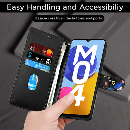 Black flower Wallet flip cover for Samsung M04 – Pikkme – photo 6