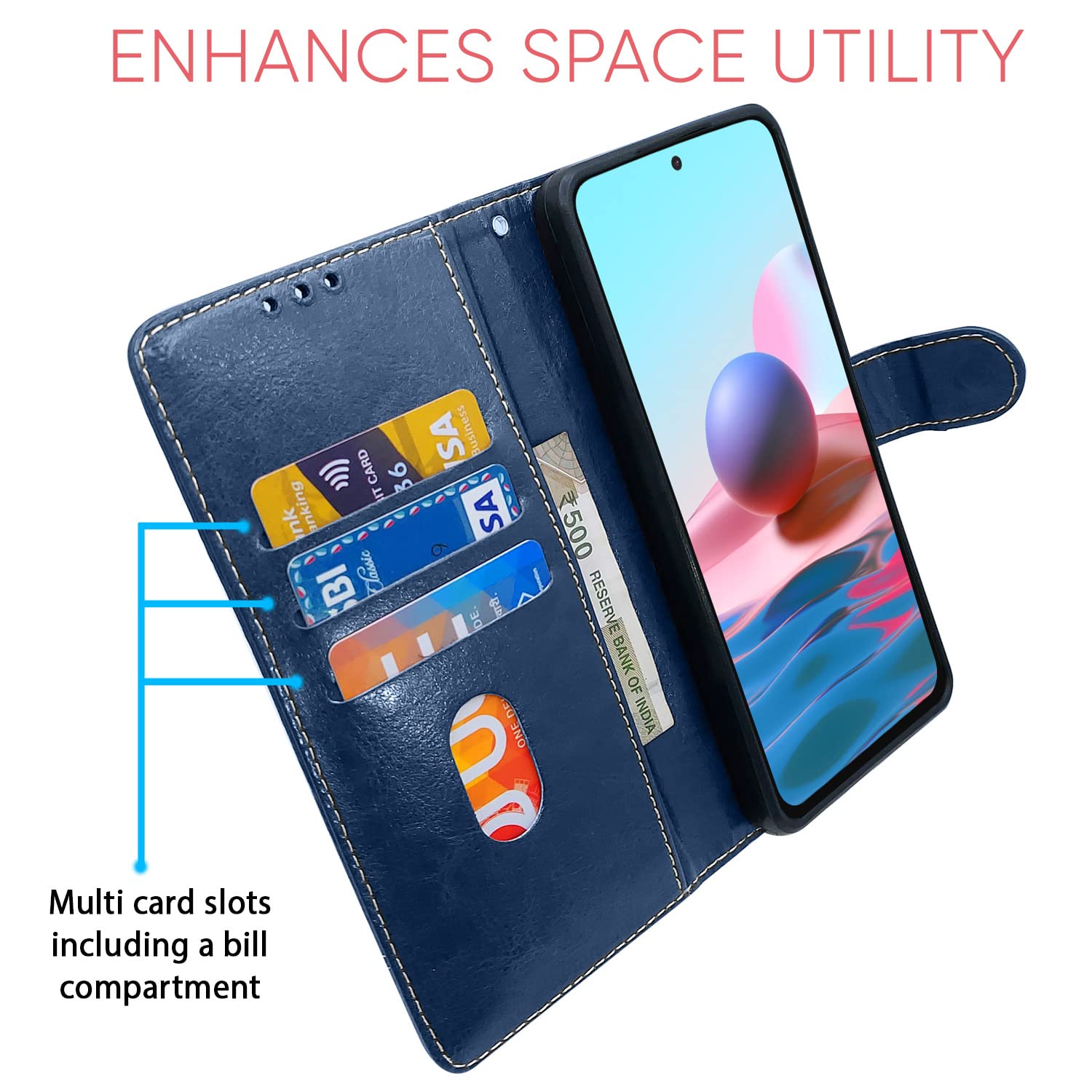 Blue & brown wallet flip cover for Redmi Note 10 Pro/Note 10 Pro Max – Pikkme – photo 3