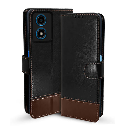 Pikkme Moto G04 Magnetic black & brown wallet flip cover