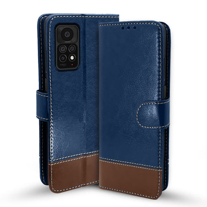 Pikkme blue & brown flip case for Redmi Note 11 Pro/Note 11 Pro Plus 5G