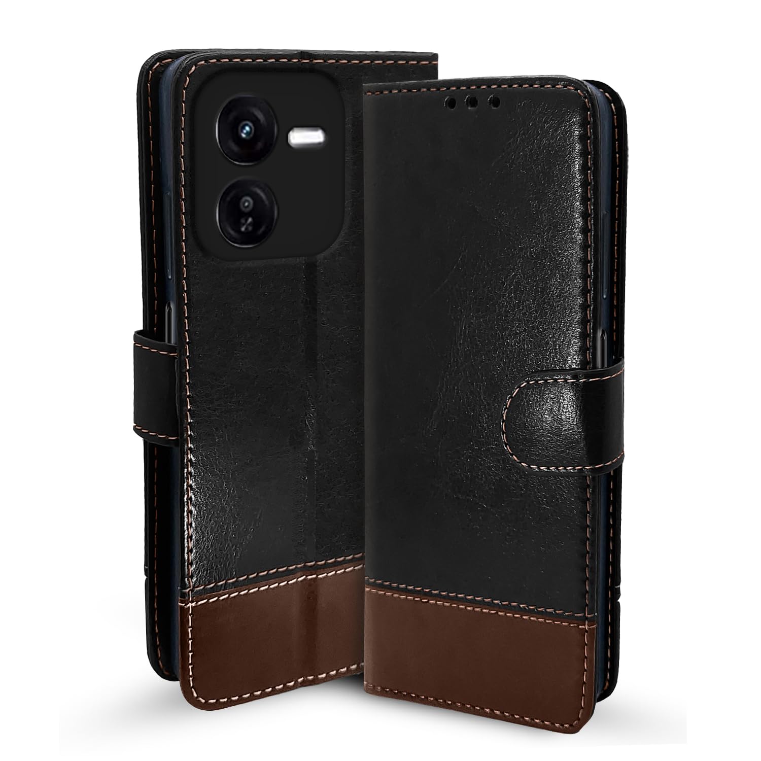 iQOO Z9x 5G flip cover in black & brown by Pikkme