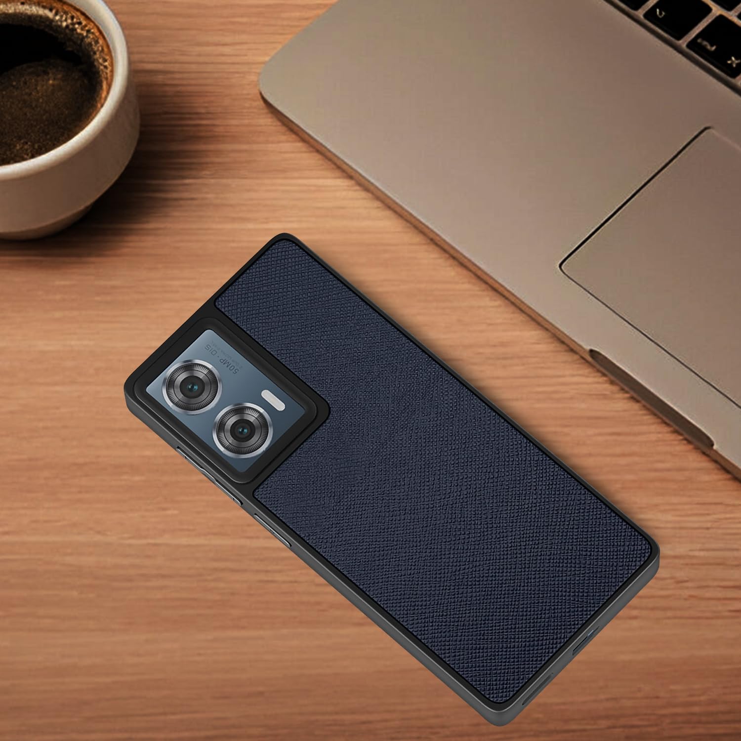 Pikkme Moto Edge 50 Fusion 5G Indian Leather Back Cover (Blue)