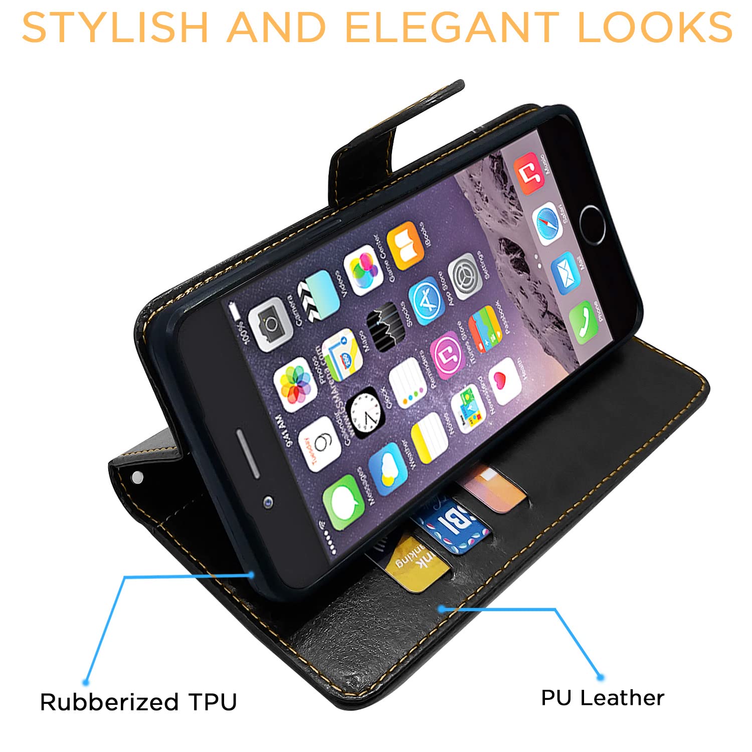 Black & brown Magnetic flip case for iPhone 6/6s – Pikkme – photo 5