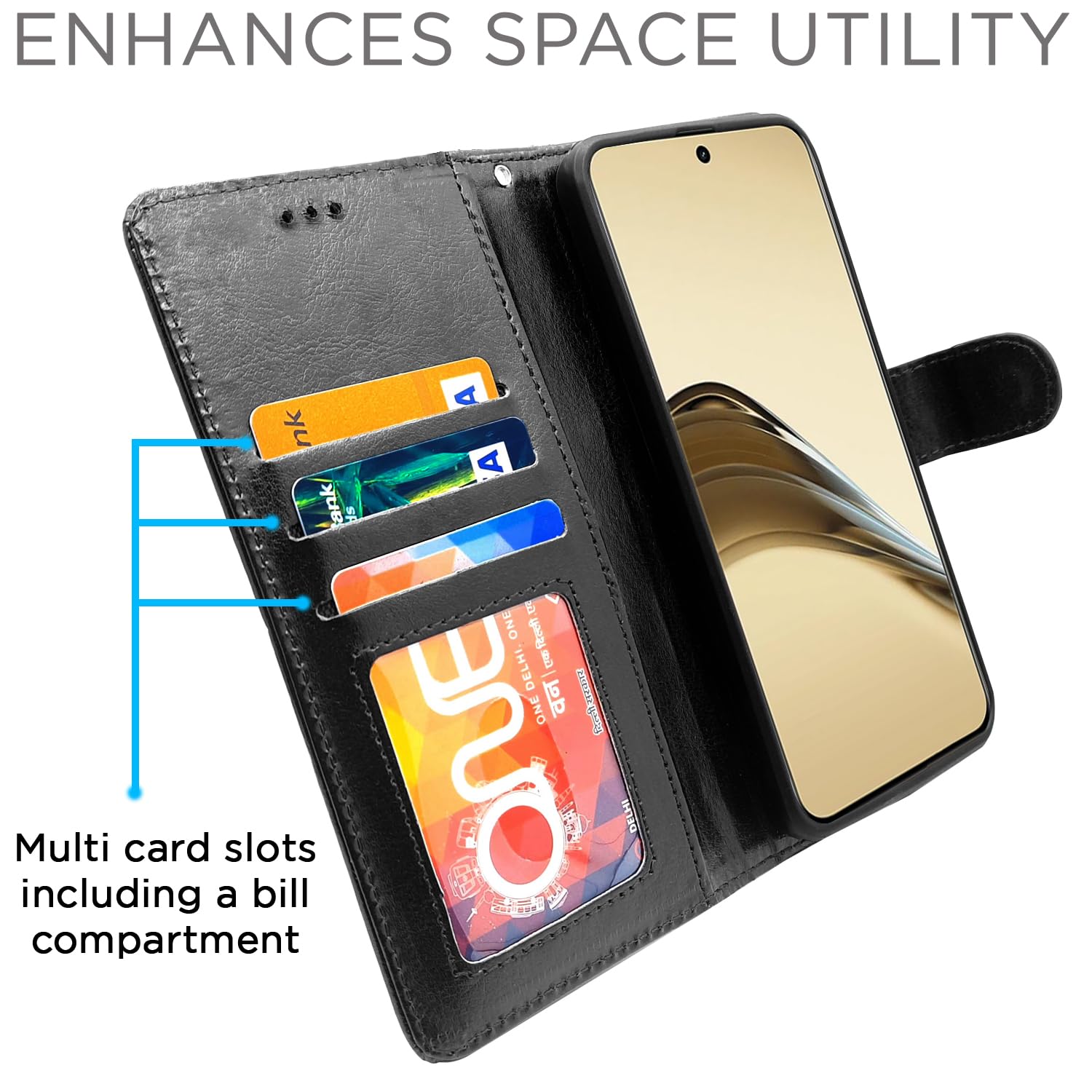 Pikkme Realme 13 Pro 5G Vintage Flip Cover (Black)