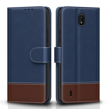 Nokia C01 Plus Magnetic wallet flip cover in blue & brown by Pikkme