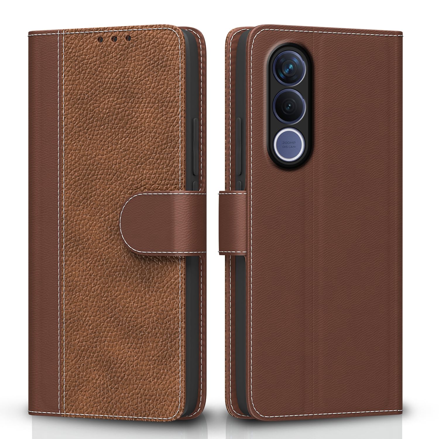 Pikkme tan flip cover for Vivo V70 FE 5G