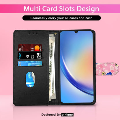 Pink flower Wallet wallet flip cover for Samsung A05s – Pikkme – photo 3