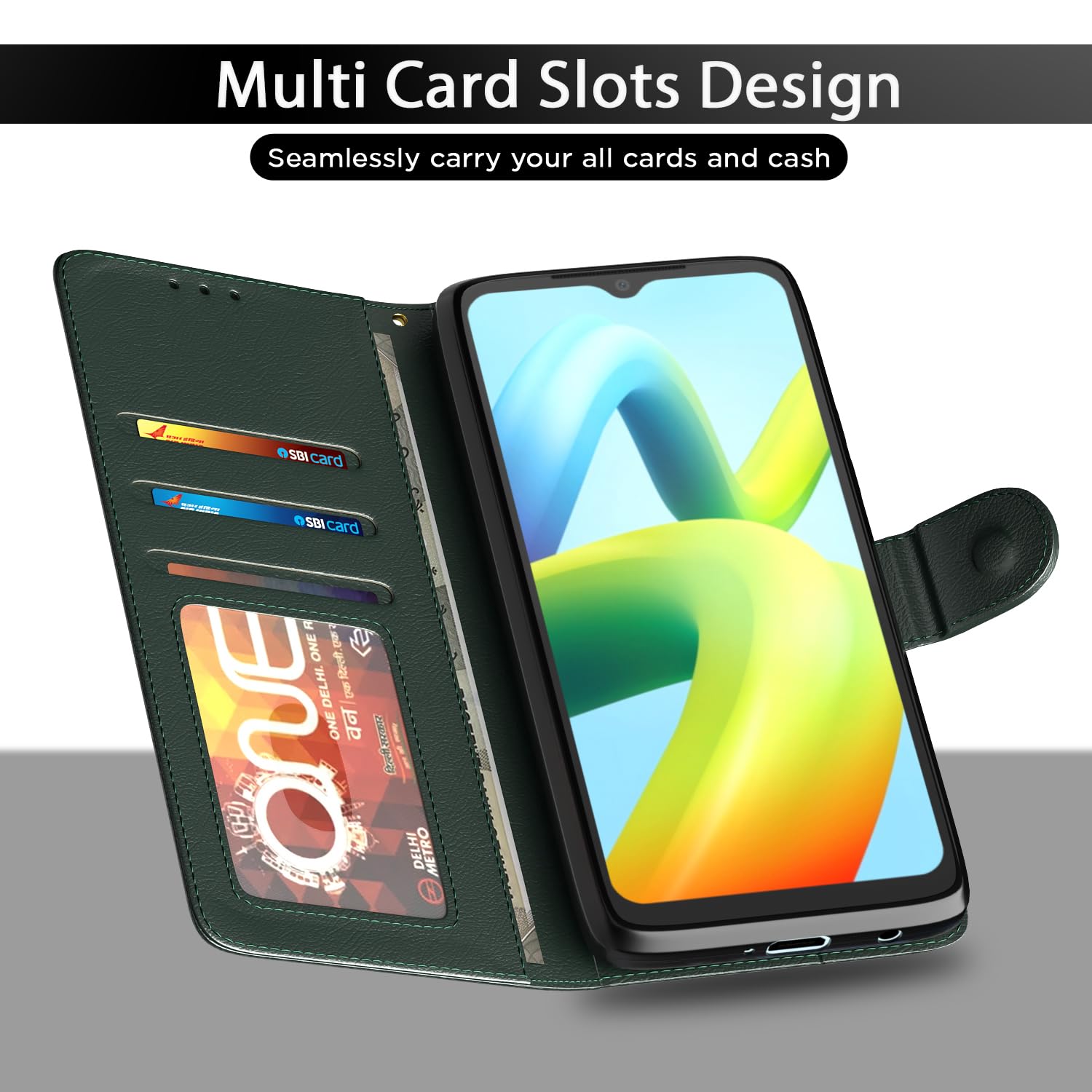 Pikkme green wallet flip cover for Redmi A1/A2 – photo 5