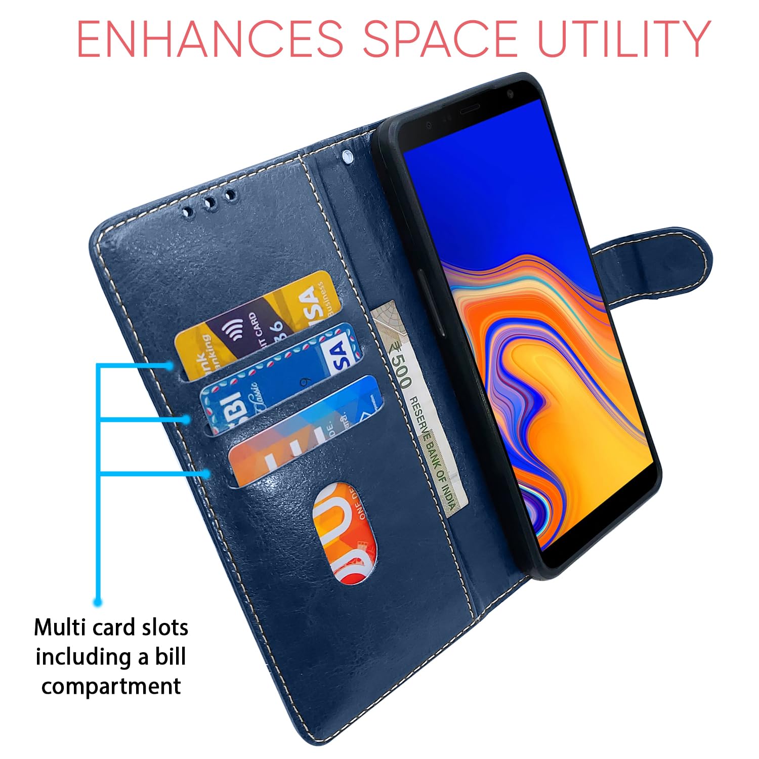 Pikkme blue & brown Magnetic flip case for Samsung J4 Plus/J4 – photo 4