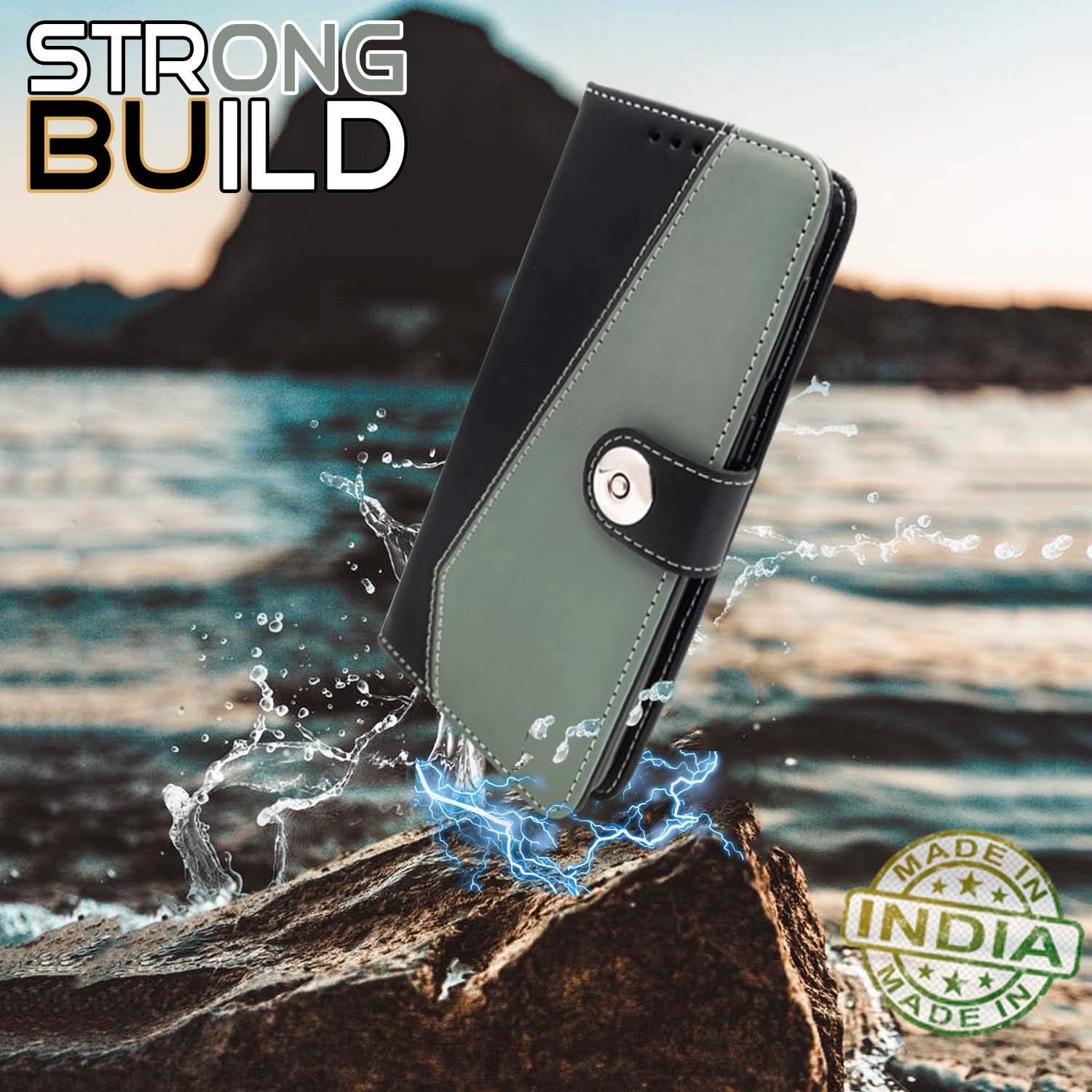Pikkme Redmi 9 Prime / Poco M2 Contrast Flip Cover  (Grey)