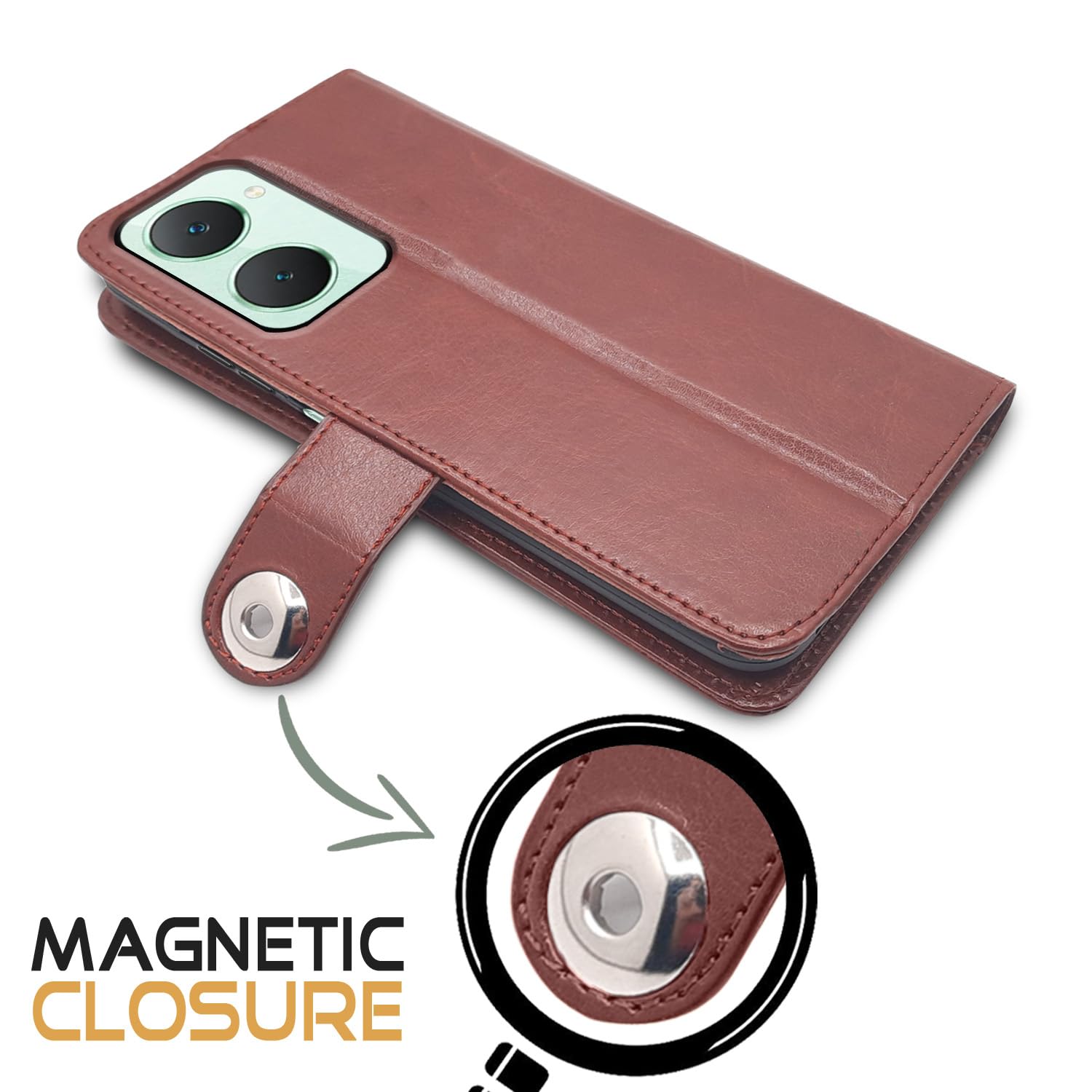 iQOO Z9 Lite 5G/Vivo T3 Lite 5G/Vivo Y18/Y18e/Y03 mobile flip cover in brown by Pikkme – photo 2