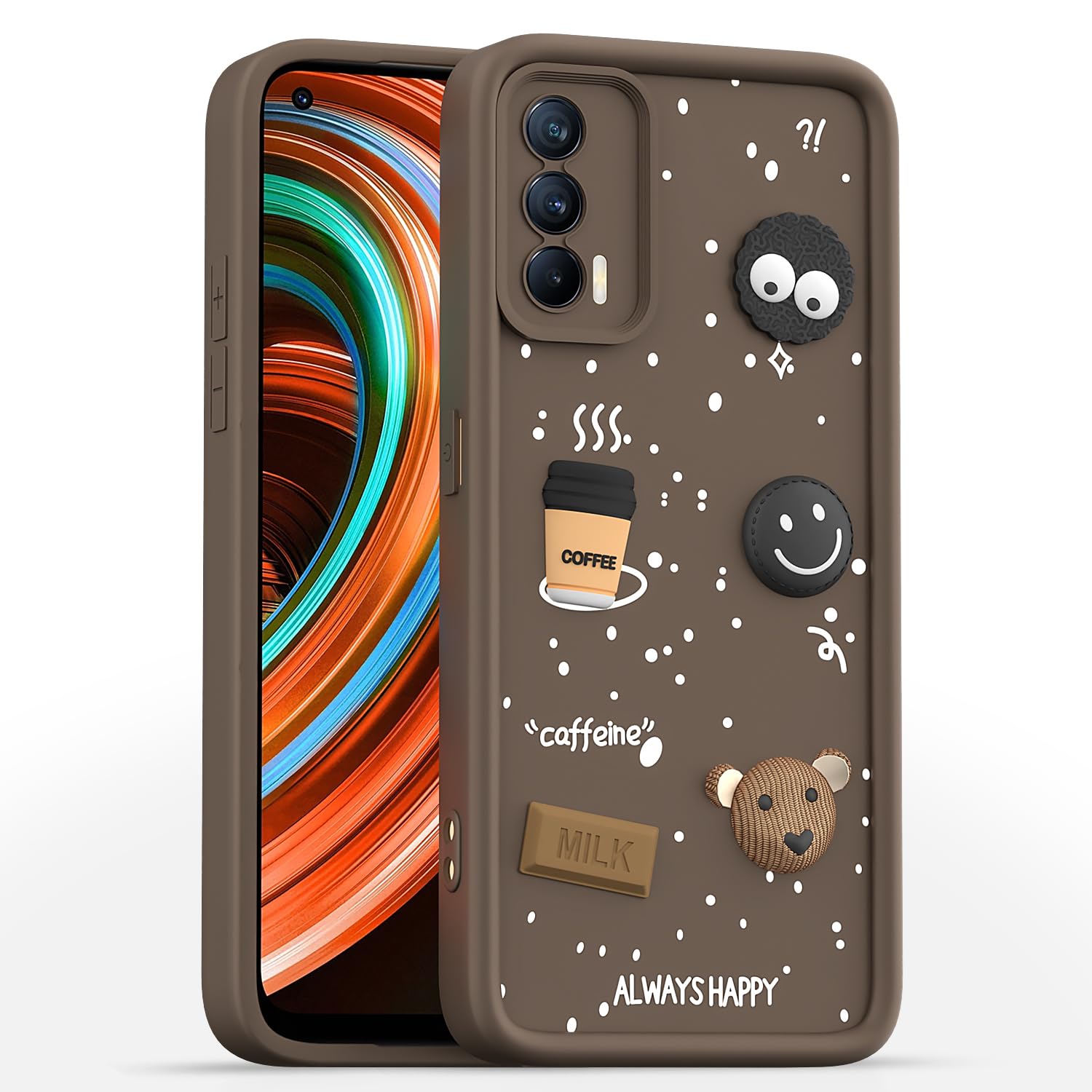 Pikkme brown Silicone phone cover for Realme X7 5G/3D