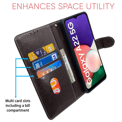 Pikkme coffee & brown Magnetic wallet flip cover for Samsung F42/A22 5G – photo 3