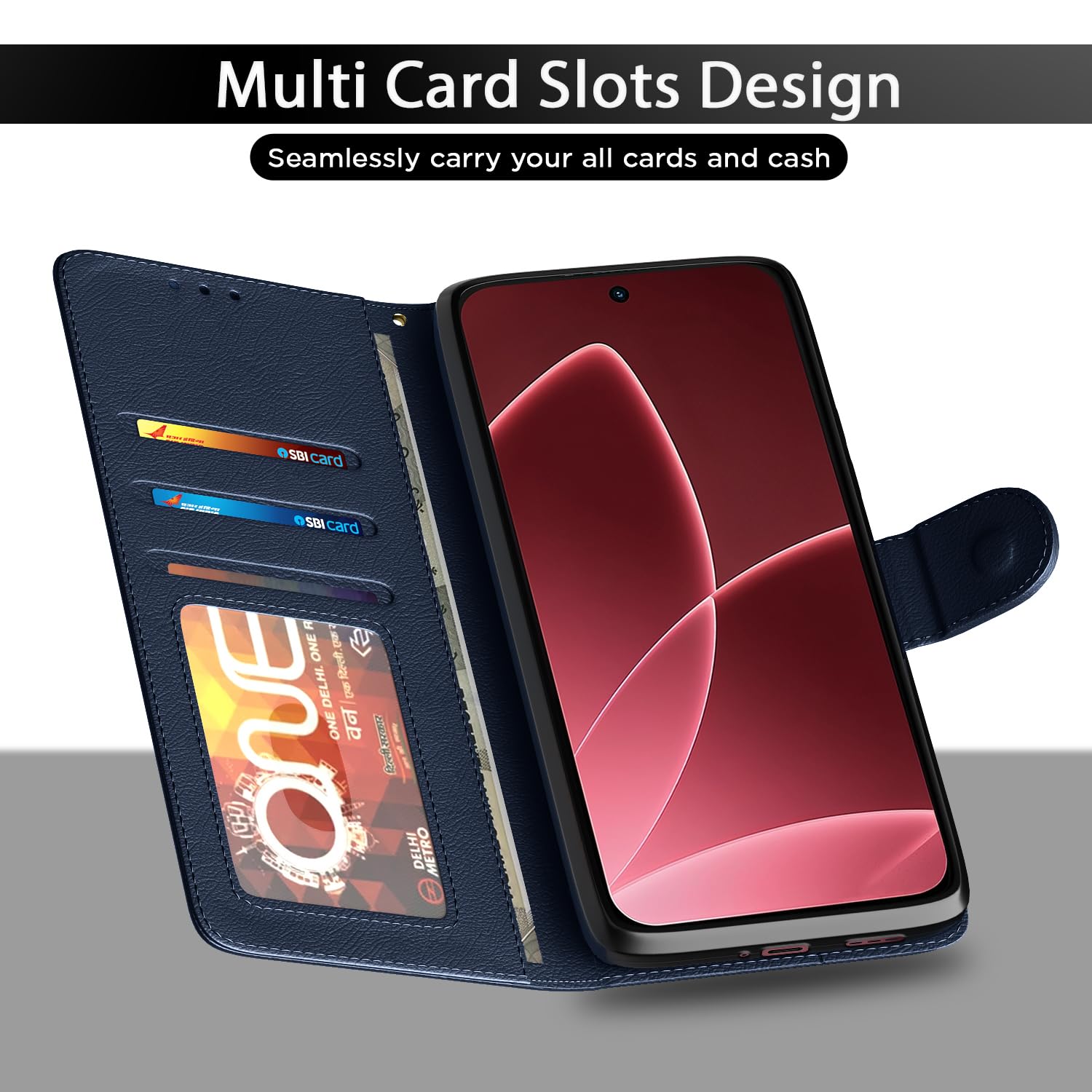 Blue wallet flip cover for Oppo F33 Pro 5G – Pikkme – photo 5