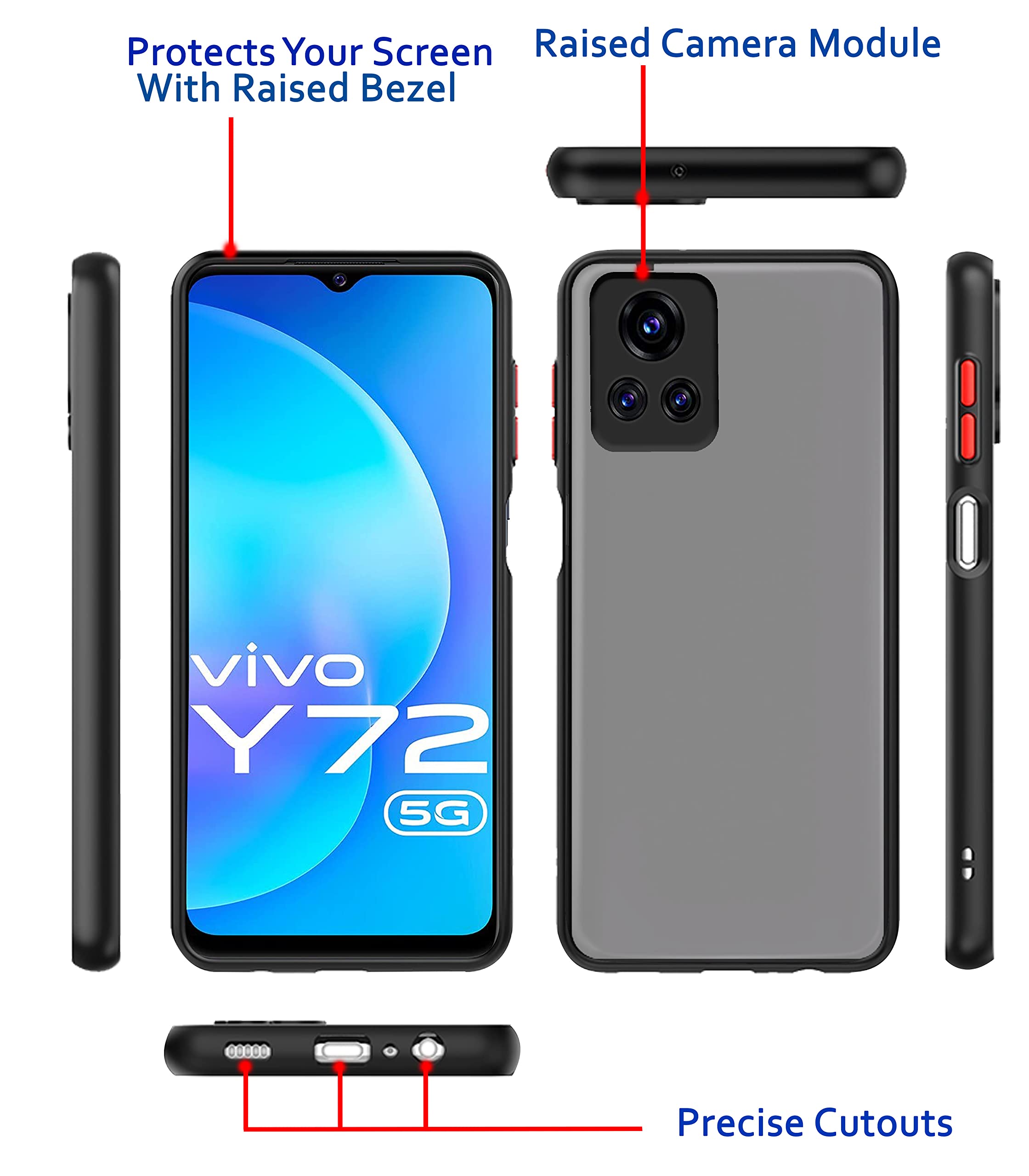 Vivo Y72 5G/Y31s mobile cover in black by Pikkme – photo 3