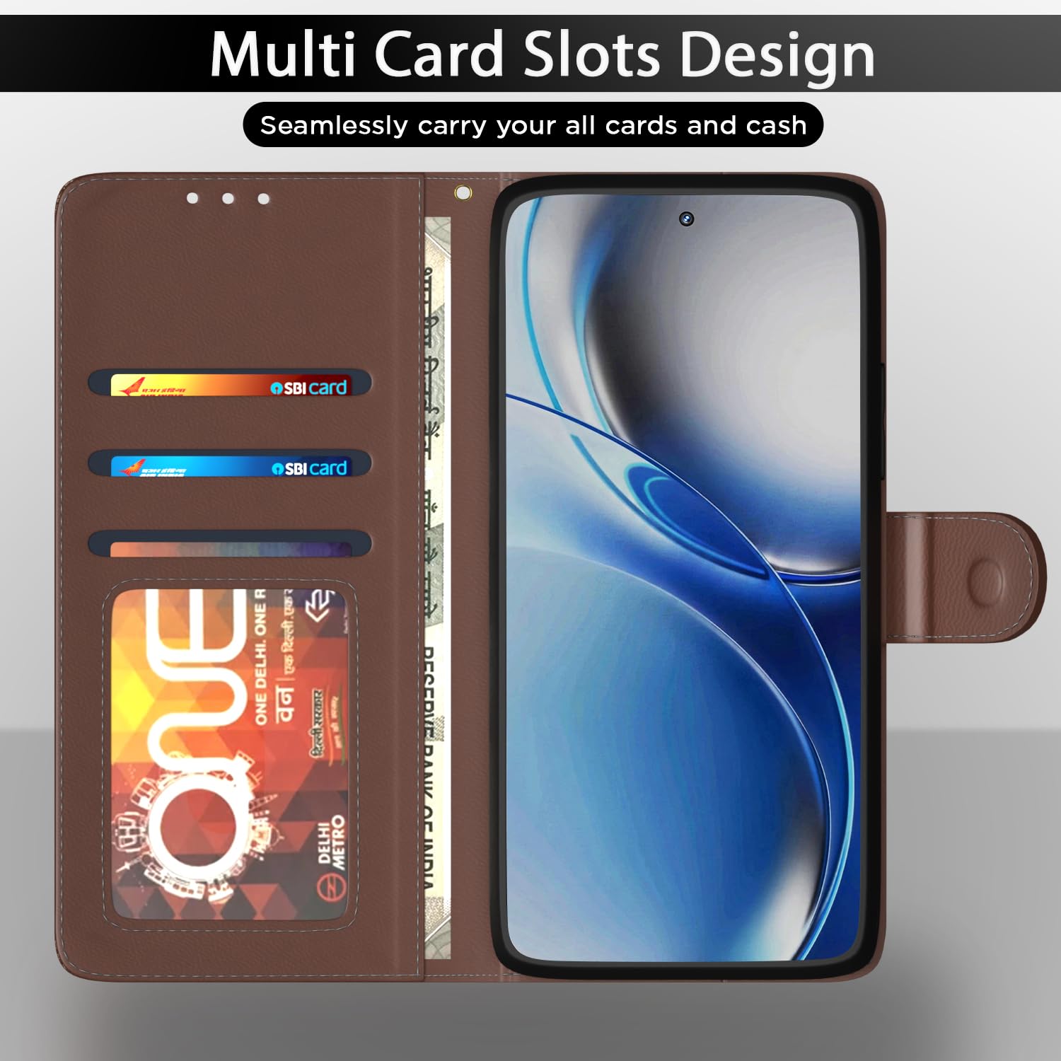 Pikkme tan wallet flip cover for Realme P4R 5G – photo 5