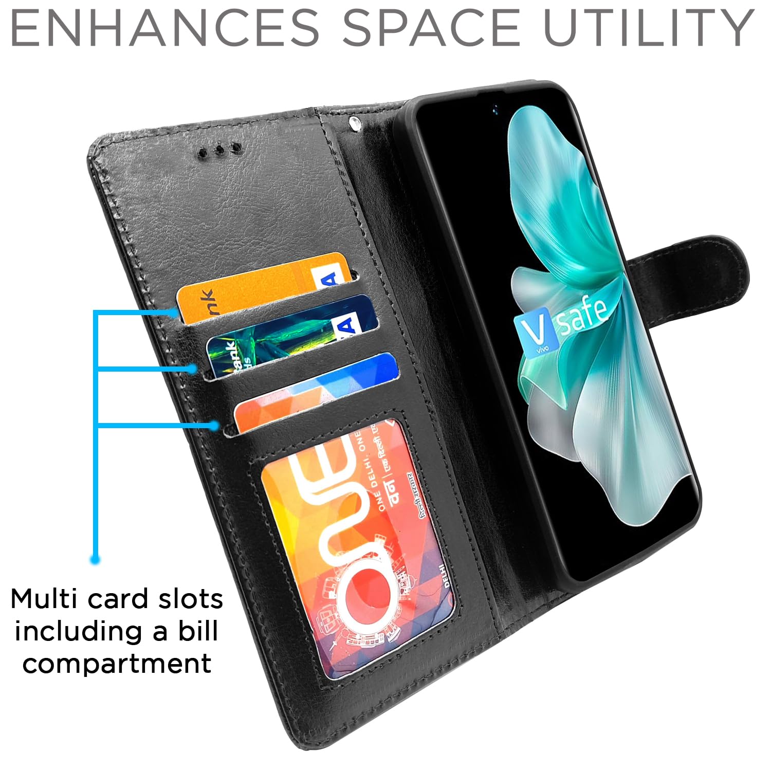 Pikkme Vivo V30 5G Wallet black flip cover – photo 5